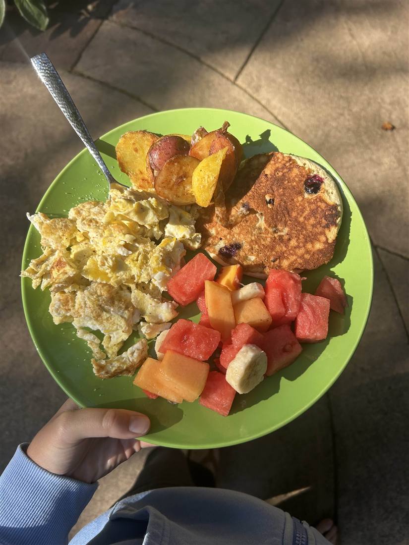A hearty retreat breakfast plate